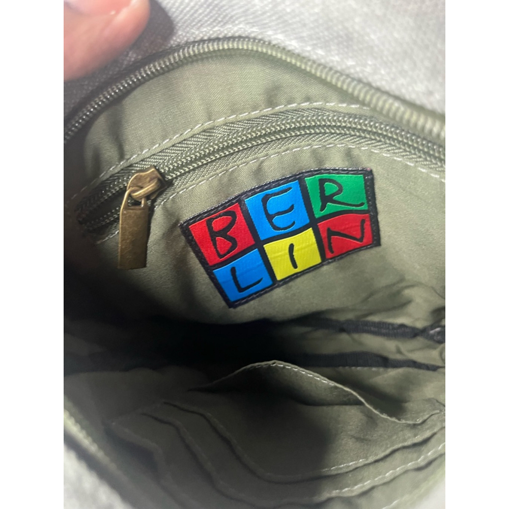 Berlin Army Green Canvas Crossbody Bag Purse Adjustable Strap - UK Flag Germany - Picture 6 of 10